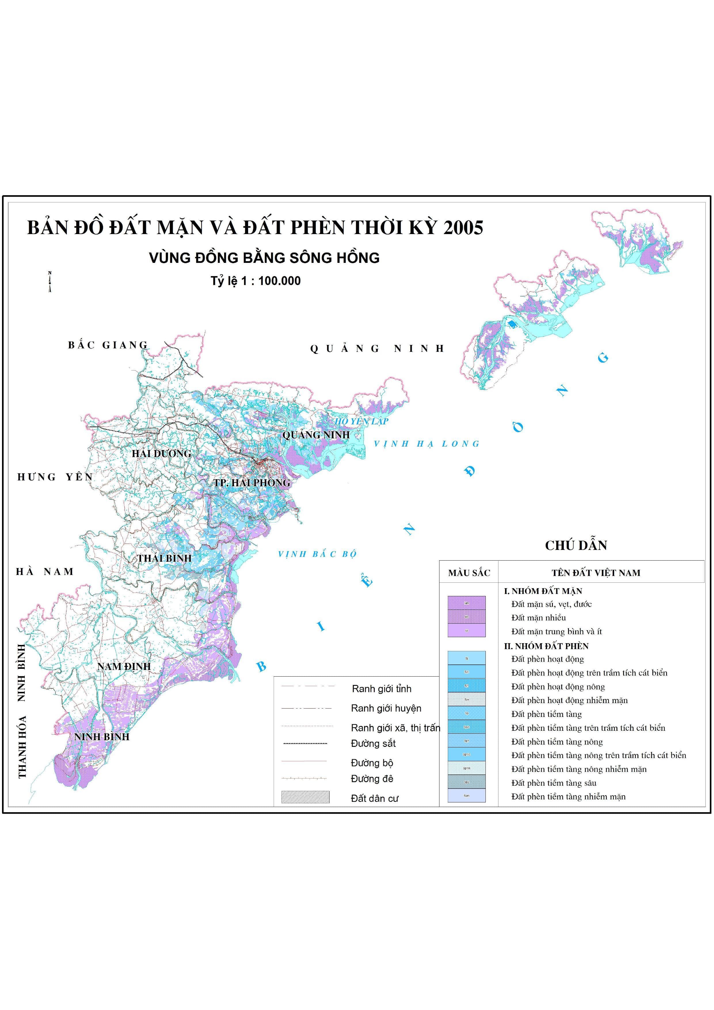 Bản đồ đất mặn và đất phèn thời kỳ vùng ĐBSH 2005
